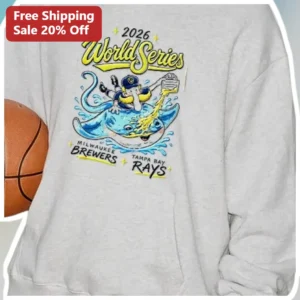 2026 World Series Milwaukee Brewers vs Tampa Bay Rays Sweatshirt Funny MLB Fan Gear available at our Los Angeles warehouse
