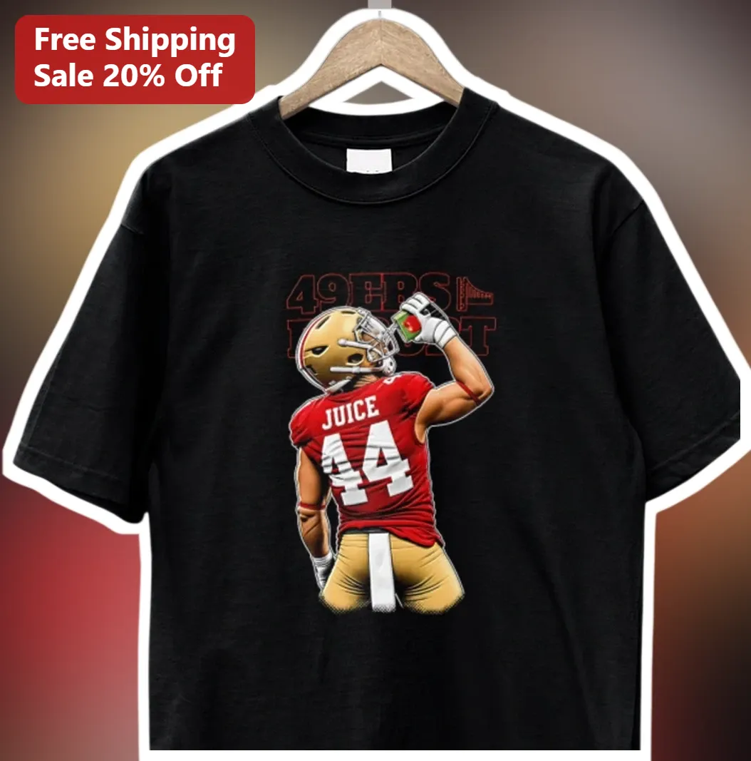 49ers Football Player Drinking Juice Box Graphic Tee San Francisco NFL Fan Gear Gift available at our Los Angeles warehouse