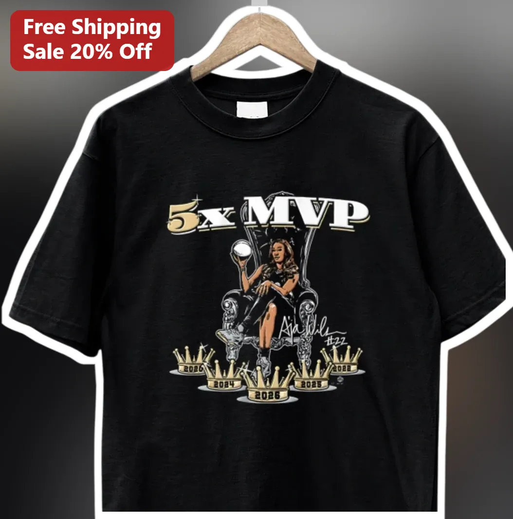 5x MVP Aja Wilson WNBA Champion Graphic Tee Las Vegas Aces S — Los Angeles 5x MVP Aja Wilson WNBA Champion Graphic Tee Las Vegas Aces Sports Memorabilia Gift available at our Los Angeles warehouse