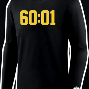 60:01 Long Sleeve Shirt Football Countdown Clock Distressed Vintage Graphic Tee for Men available at our Los Angeles warehouse