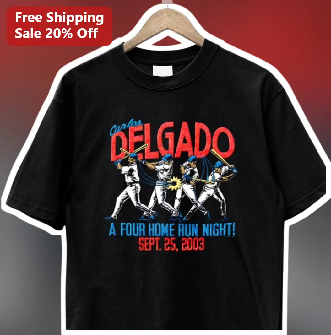 Carlos Delgado Four Home Run Night Sept. 25 2003 Vintage Baseball Tee available at our Los Angeles warehouse