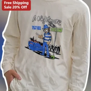 A Nightmare on State St. Long Sleeve Tee Freddy Krueger Cat Parody Horror Shirt available at our Los Angeles warehouse
