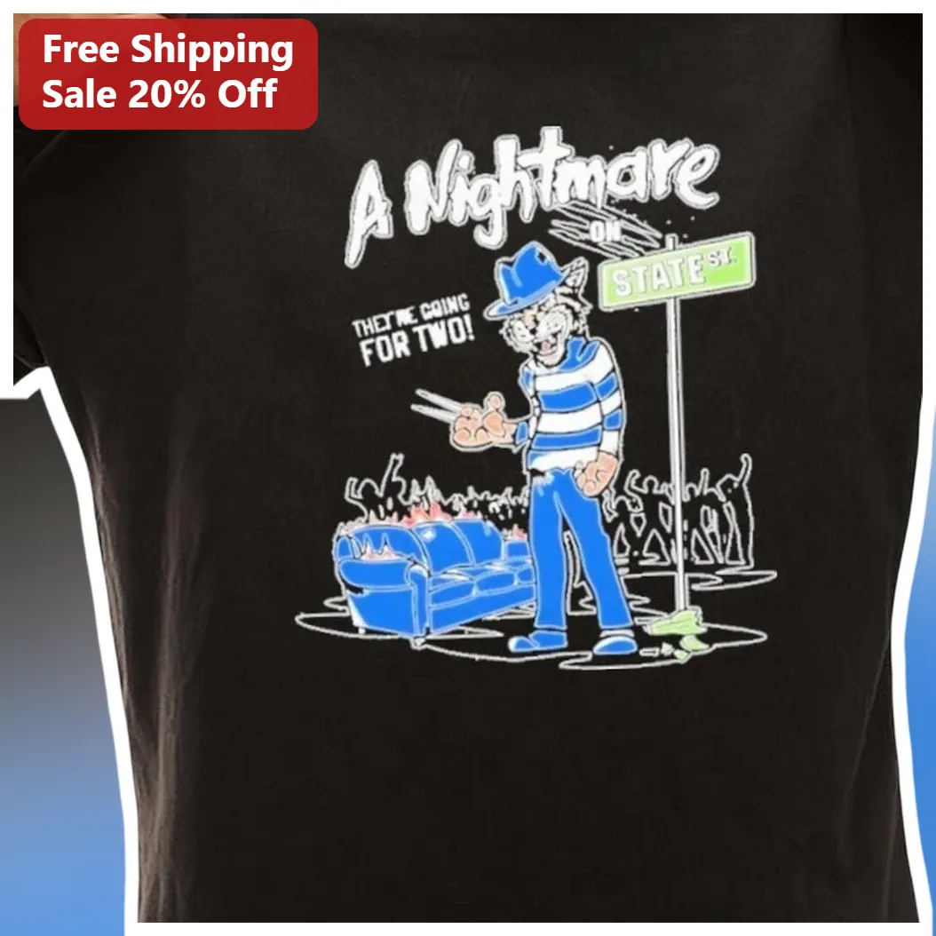 A Nightmare on State St. They're Going For Two! Cheshire Cat — Los Angeles A Nightmare on State St. They're Going For Two! Cheshire Cat Freddy Krueger Graphic Tee available at our Los Angeles warehouse