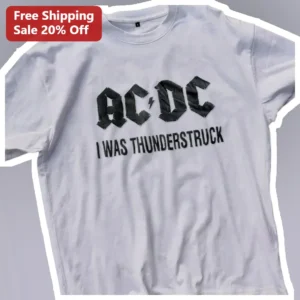 AC/DC I Was Thunderstruck Vintage Rock Band Graphic Tee available at our Los Angeles warehouse