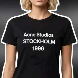Acne Studios Stockholm 1996 Logo Tee Black Graphic T-Shirt Streetwear available at our Los Angeles warehouse