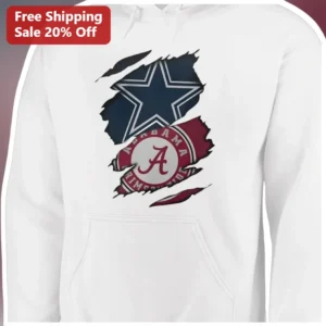 Alabama Crimson Tide Dallas Cowboys Rivalry Mashup Hoodie available at our Los Angeles warehouse