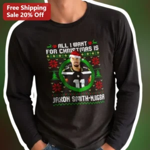 All I Want For Christmas Is Jaxon Smith-Njigba Long Sleeve Shirt Ugly Sweater NFL Seahawks Gift available at our Los Angeles warehouse