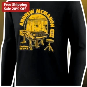 Andrew McMahon New York City Long Sleeve Tee Vintage Piano Graphic Shirt for Music Fans available at our Los Angeles warehouse