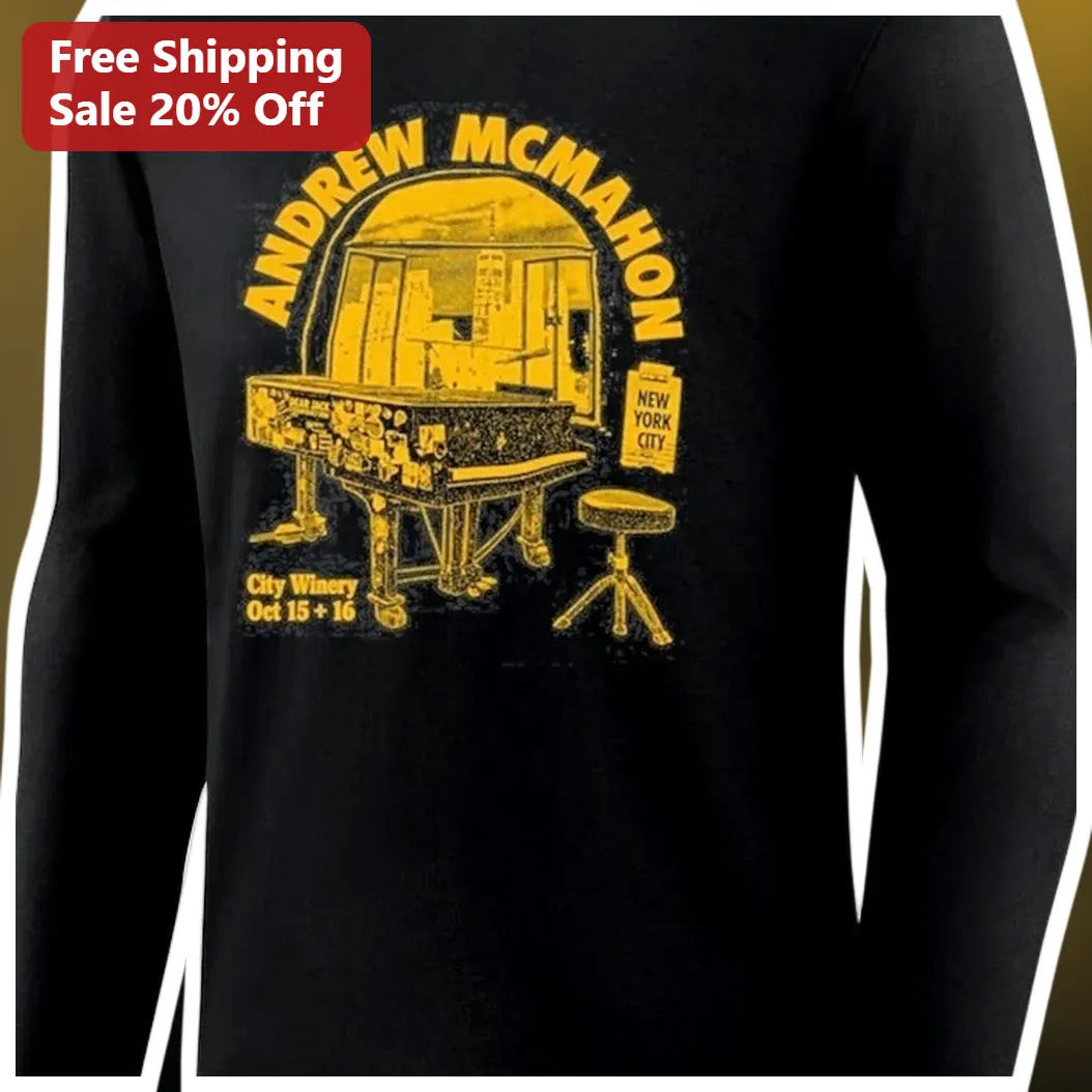 Andrew McMahon New York City Long Sleeve Tee Vintage Piano G — Los Angeles Andrew McMahon New York City Long Sleeve Tee Vintage Piano Graphic Shirt for Music Fans available at our Los Angeles warehouse