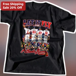 Atlanta Braves Tee Let It Fly Baseball Fan Apparel Retro Style Gift for Men Women available at our Los Angeles warehouse