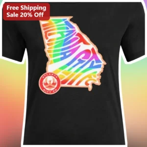 Atlanta City FC Tee Pride Rainbow Georgia State Outline Soccer Fan Shirt available at our Los Angeles warehouse
