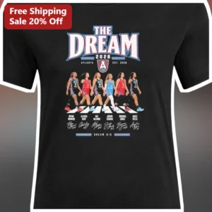 Atlanta Dream WNBA Fan Gear Tee The Dream Atlanta Est 2008 Rhyne Howard Basketball Shirt available at our Los Angeles warehouse