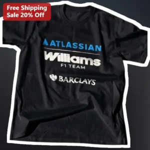 Atlassian Williams F1 Team Tee Retro Motorsport Fan Apparel available at our Los Angeles warehouse