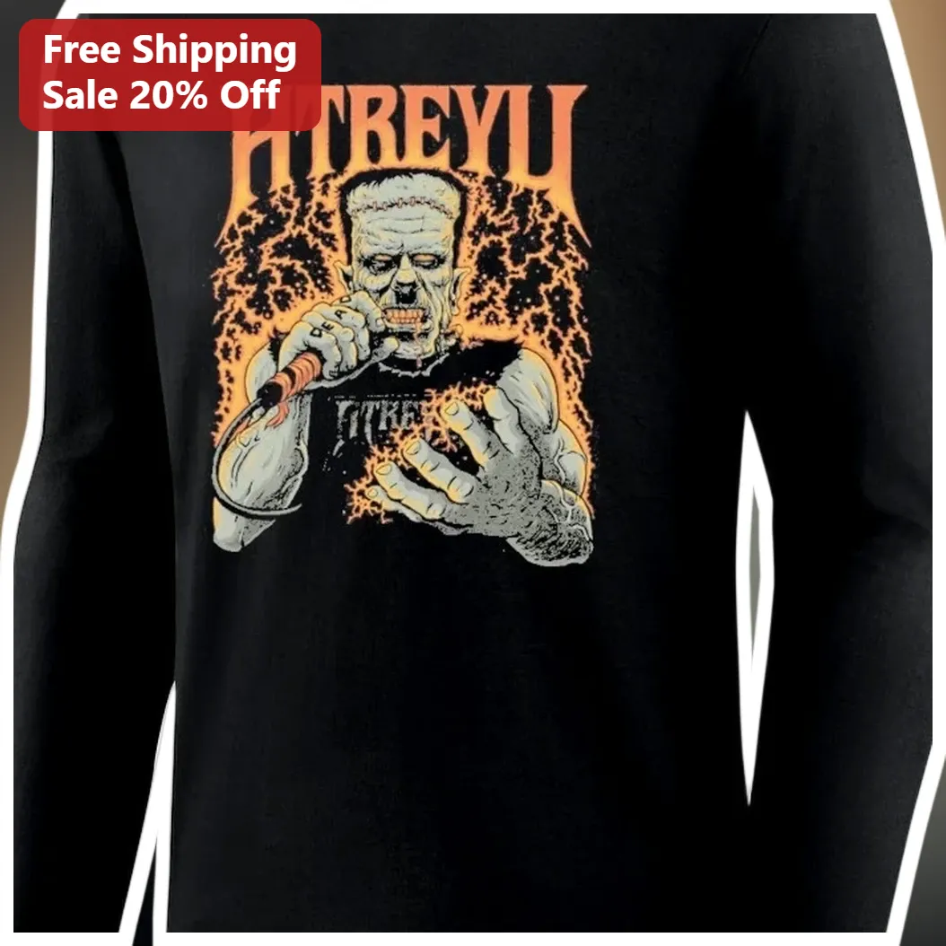 Atreyu Frankenstein's Monster Long Sleeve Shirt Metalcore Ba — Los Angeles Atreyu Frankenstein's Monster Long Sleeve Shirt Metalcore Band Merch Horror Punk Apparel available at our Los Angeles warehouse