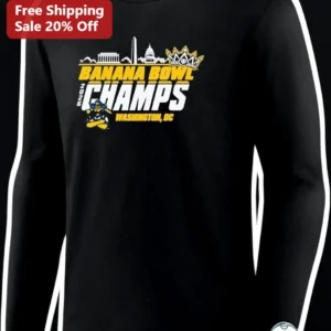Banana Bowl Champs Long Sleeve Shirt Baseball Championship Winner Apparel Black Cotton Casual Winter available at our Los Angeles warehouse
