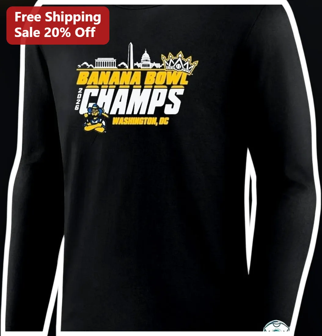 Banana Bowl Champs Long Sleeve Shirt Baseball Championship Winner Apparel Black Cotton Casual Winter available at our Los Angeles warehouse