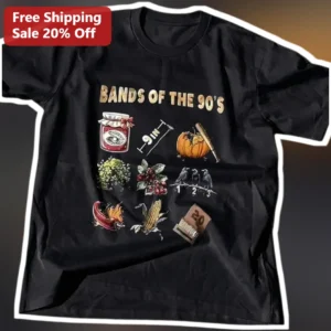 Bands of the 90s Rock Grunge Alternative Music Graphic Tee available at our Los Angeles warehouse