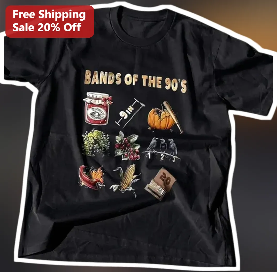 Bands of the 90s Rock Grunge Alternative Music Graphic Tee — Los Angeles Bands of the 90s Rock Grunge Alternative Music Graphic Tee available at our Los Angeles warehouse