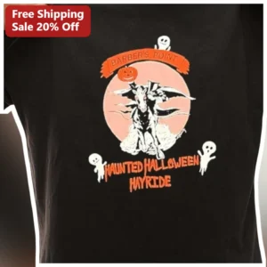 Barber's Point Haunted Halloween Hayride Tee Vintage Spooky Goat Graphic Shirt available at our Los Angeles warehouse