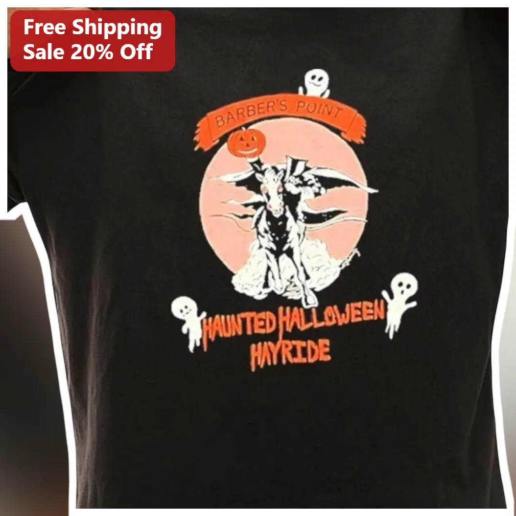 Barber's Point Haunted Halloween Hayride Tee Vintage Spooky — Los Angeles Barber's Point Haunted Halloween Hayride Tee Vintage Spooky Goat Graphic Shirt available at our Los Angeles warehouse