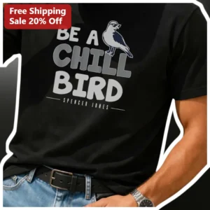 Be a Chill Bird Meme Graphic Tee Funny Bird Lover Gift Black Cotton Shirt available at our Los Angeles warehouse