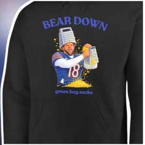 Bear Down Green Bay Sucks Josh Allen Cheesehead Hoodie Funny NFL Rivalry Gift available at our Los Angeles warehouse