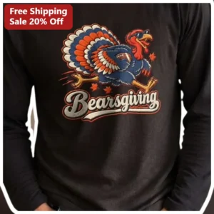 Bearsgiving Long Sleeve Tee Chicago Bears Fan Thanksgiving Game Day Shirt available at our Los Angeles warehouse