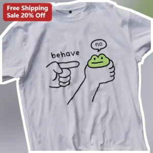 Behave No Pepe The Frog Meme Tee Sarcastic Minimalist Line Art Shirt Gift for Meme Lovers available at our Los Angeles warehouse