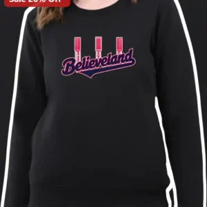 Believeland Sweatshirt Cleveland Sports Fan Apparel Unisex Crewneck available at our Los Angeles warehouse