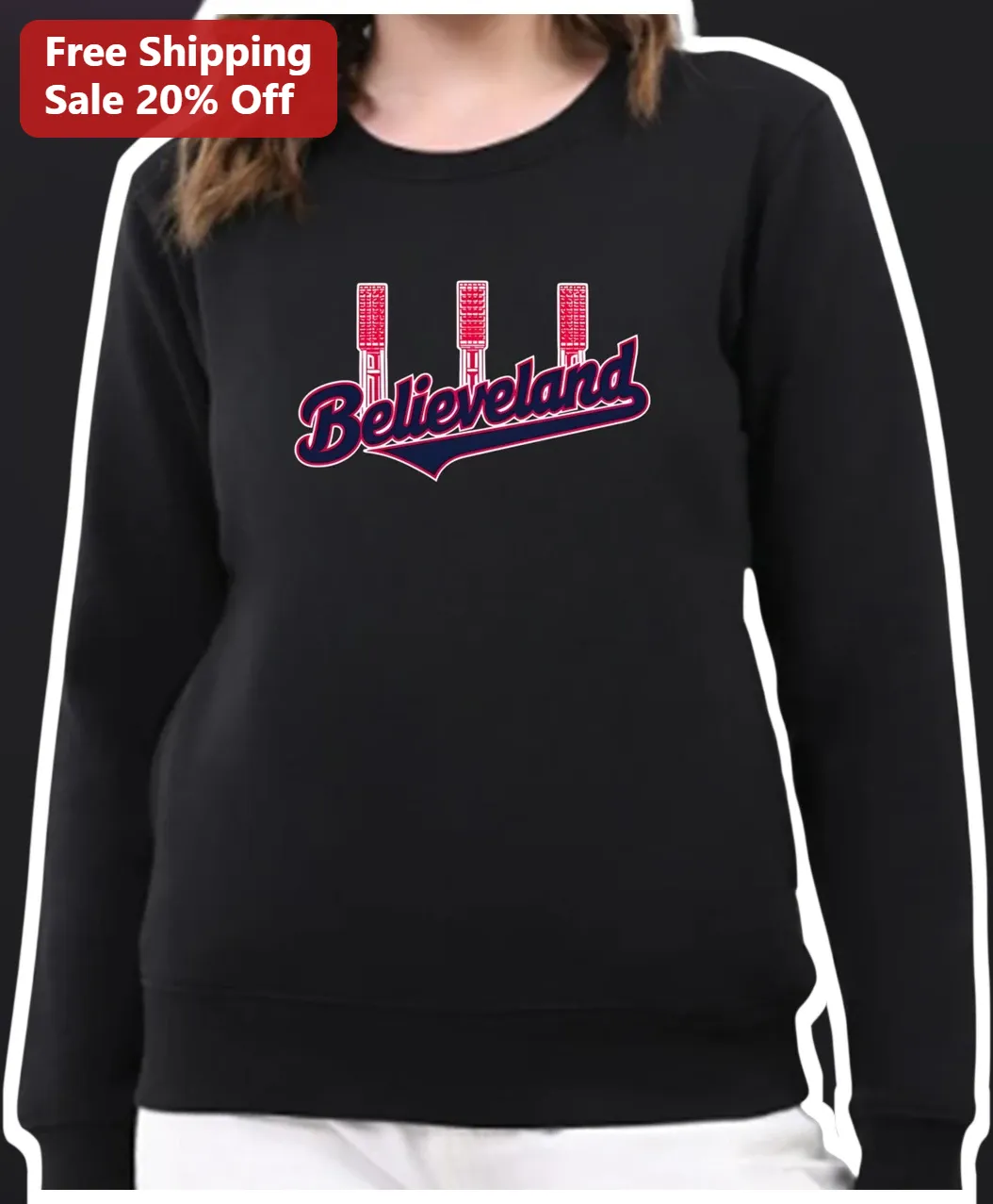 Believeland Sweatshirt Cleveland Sports Fan Apparel Unisex Crewneck available at our Los Angeles warehouse