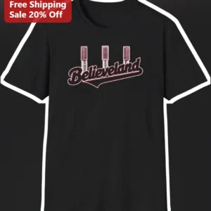 Believeland Tee Cleveland Sports Fan Apparel Stadium Lights Design Gift for Browns Cavaliers Support available at our Los Angeles warehouse