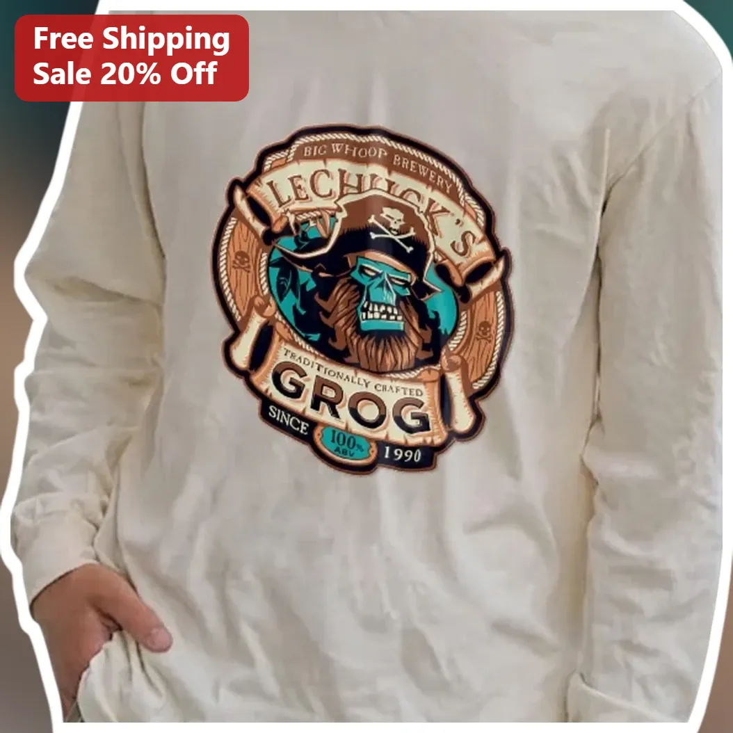 Big Whoop Brewery Leechuck Traditionally Crafted Grog Vintag — Los Angeles Big Whoop Brewery Leechuck Traditionally Crafted Grog Vintage Zombie Pirate Long Sleeve Tee available at our Los Angeles warehouse