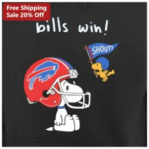 Bills Win! Snoopy NFL Football Hoodie Buffalo Bills Fan Gift available at our Los Angeles warehouse