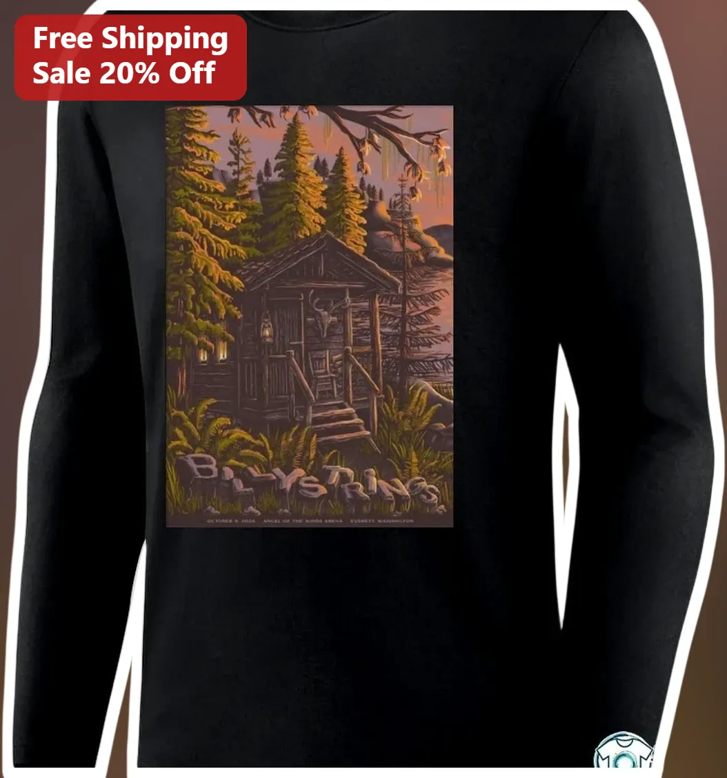 Billy Strings Angel of the Winds Arena October 9 2026 Concert Long Sleeve Tee available at our Los Angeles warehouse