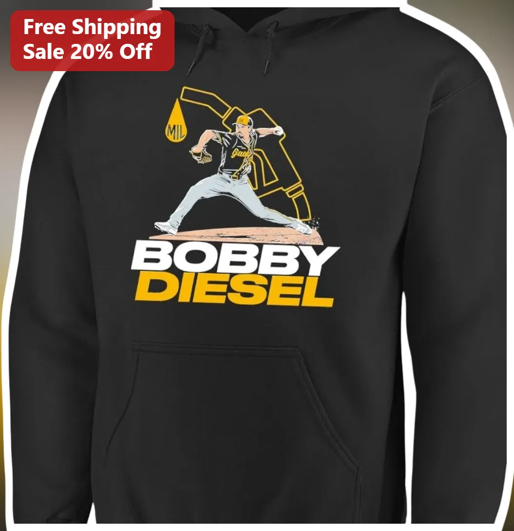 BOBBY DIESEL Hoodie Baseball Pitcher Milwaukee Brewers MLB Sports Fan Apparel available at our Los Angeles warehouse