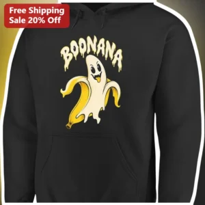 BOONANA Hoodie Funny Banana Ghost Halloween Graphic Pullover for Men Women available at our Los Angeles warehouse
