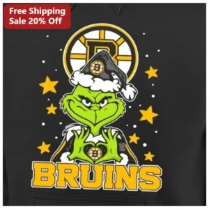 Boston Bruins Grinch Hoodie NHL Christmas Holiday Hockey Gift available at our Los Angeles warehouse