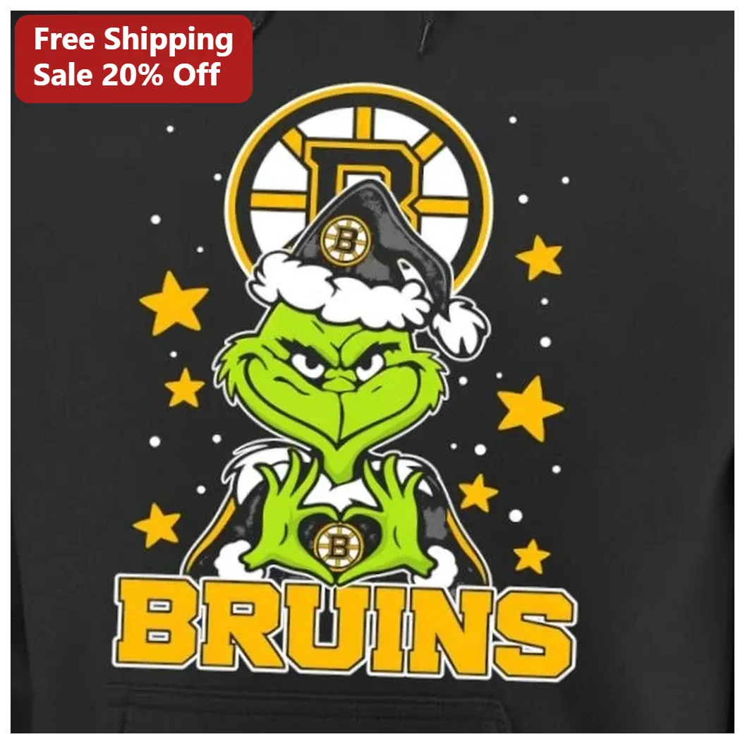 Boston Bruins Grinch Hoodie NHL Christmas Holiday Hockey Gift available at our Los Angeles warehouse