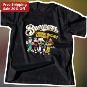 Brewers Famous Racing Sausages Tee Milwaukee Baseball Fan Gift available at our Los Angeles warehouse
