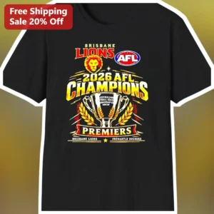 Brisbane Lions 2026 Premiers Fan Tee available at our Los Angeles warehouse