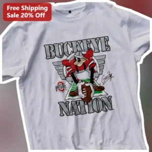 Buckeye Nation Goofy Vintage Football Graphic Tee Ohio State Buckeyes Fan Shirt available at our Los Angeles warehouse
