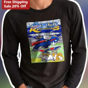 BUF 37-34 LAR Long Sleeve Tee Bills Rams OT Thriller Monday Night Football Shirt available at our Los Angeles warehouse