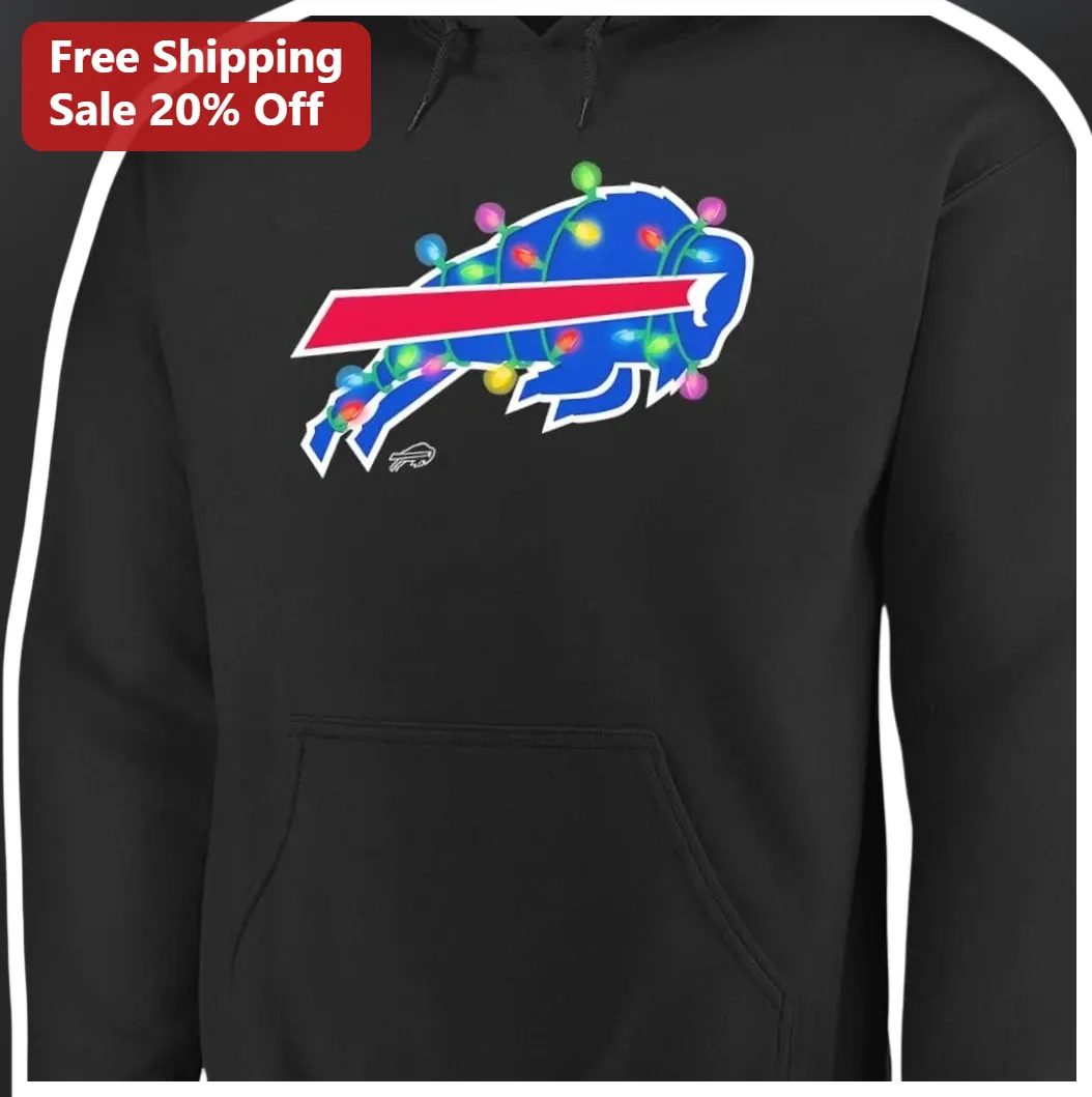 Buffalo Bills Christmas Lights Hoodie Black Pullover NFL Fan — Los Angeles Buffalo Bills Christmas Lights Hoodie Black Pullover NFL Fan Holiday Gift available at our Los Angeles warehouse