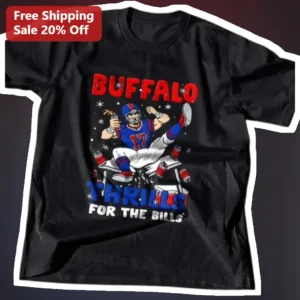 Buffalo Thrills For The Bills Tee Buffalo NY Band Merch Funny Cartoon Graphic T-Shirt available at our Los Angeles warehouse