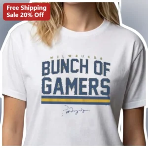 Bunch Of Gamers Vintage Collegiate Style Tee For Gaming Squad Friends available at our Los Angeles warehouse