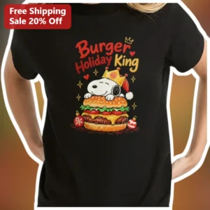 Burger Holiday King Snoopy Christmas Graphic Tee Funny...