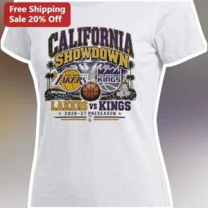 California Showdown Lakers Vs Kings 2026-27 Preseason Vintage Tee available at our Los Angeles warehouse
