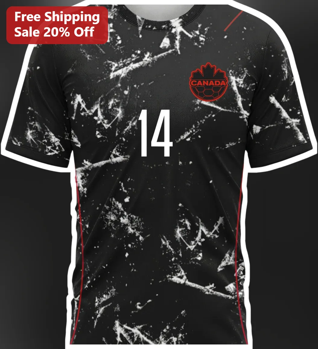 Canada Soccer Jersey Tee Black Maple Leaf Crest Sports Fan G — Los Angeles Canada Soccer Jersey Tee Black Maple Leaf Crest Sports Fan Gift available at our Los Angeles warehouse