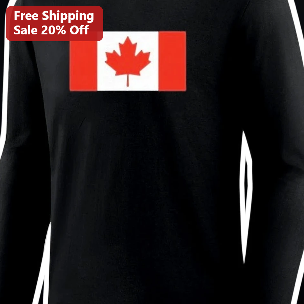 Canadian Flag Long Sleeve Shirt Patriotic Maple Leaf Graphic Apparel for Men Women Canada Day Gift available at our Los Angeles warehouse