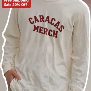 Caracas Merch Long Sleeve Tee Vintage Collegiate Streetwear Venezuela Cultural Apparel Gift available at our Los Angeles warehouse